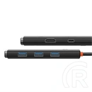 Baseus Lite 5-Port USB Type-C hub (HDMI 4K@30Hz, 3×USB-A 3.0, USB-C PD 100W, 25 cm, fekete)