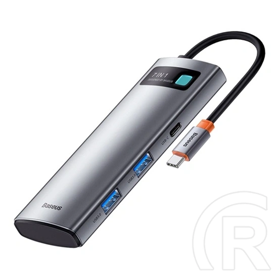 Baseus Metal Gleam 7in1 USB Type-C hub (1×HDMI 4K@30Hz, 2×USB-A 3.0, 1×USB-C PD 100 W, 1×USB-C adatport, SD, microSD, 17