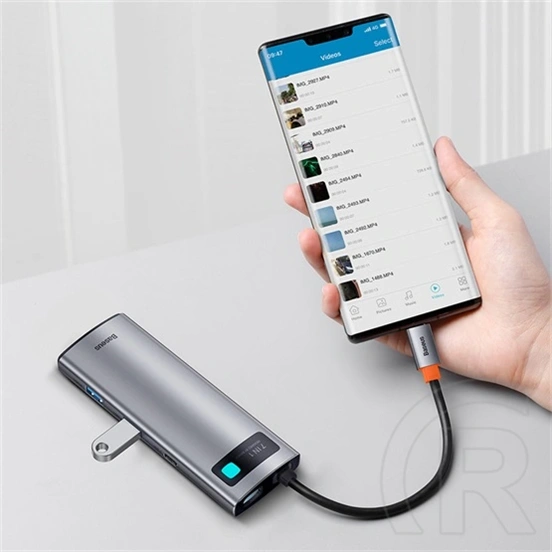 Baseus Metal Gleam 7in1 USB Type-C hub (1×HDMI 4K@30Hz, 2×USB-A 3.0, 1×USB-C PD 100 W, 1×USB-C adatport, SD, microSD, 17