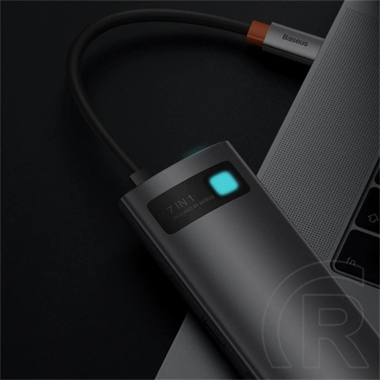 Baseus Metal Gleam Type-C hub 7in1 (1×HDMI 4K@60Hz, 3xUSB-A 3.0 (5 Gbps), 1xUSB-C PD 100W, SD, microSD, 17 cm kábel, szü