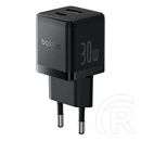 Baseus Palm hálózati töltő USB+Type-C aljzat (30W, PD 3.0 gyorstöltő, fekete)