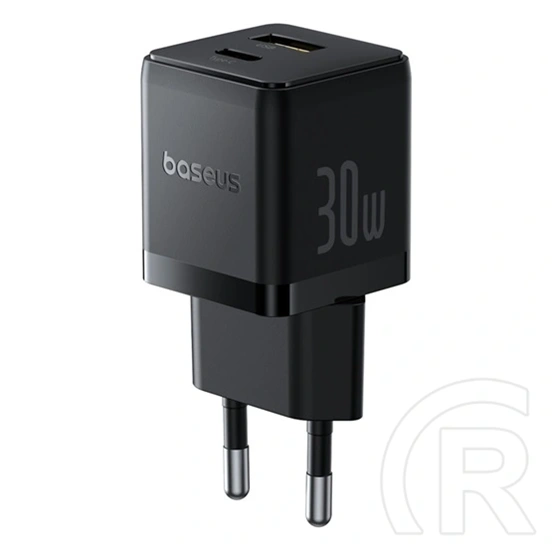 Baseus Palm hálózati töltő USB+Type-C aljzat (30W, PD 3.0 gyorstöltő, fekete)