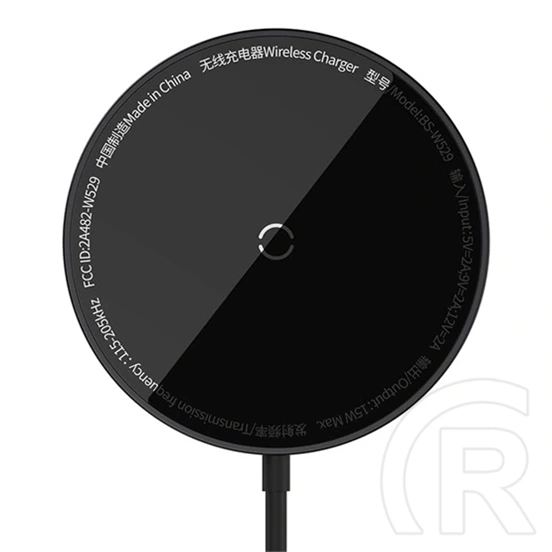 Baseus Simple Mini3 vezeték nélküli töltő (15W, mágneses, Qi2, USB Type-C bemenet, 120 cm kábel, fekete)