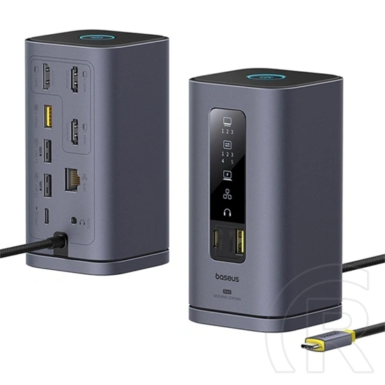 Baseus Spacemate 11in1 USB-C hub (3×HDMI4K@60Hz,4×USB-A,USB-C3.2,PD100W/85W,RJ451Gbps,3,5mm audió,szürke)