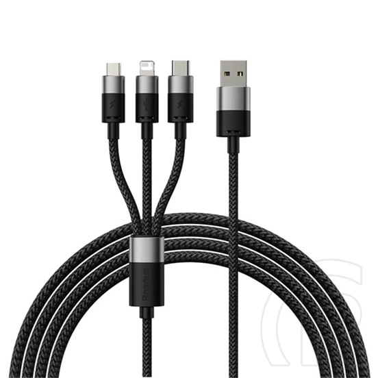 Baseus StarSpeed One-for-Three USB Type-A – iPhone/USB Type-C/Micro USB adatkábel (3,5 A, 480 Mbps, 1,2 m, fekete)