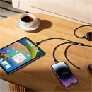Baseus StarSpeed One-for-Three USB Type-A – iPhone/USB Type-C/Micro USB adatkábel (3,5 A, 480 Mbps, 1,2 m, fekete)