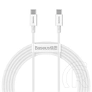 Baseus Superior USB Type-C gyorstöltő adatkábel (100 W, 480 Mbps, 2 m, fehér)