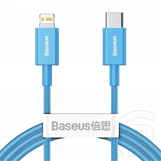 Baseus Superior gyorstöltő adatkábel (USB Type-C – Lightning, 1 m, 20 W, PD 2.0, 480 Mbps, kék)