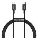 Baseus Superior gyorstöltős adatkábel (USB Type-C - Lightning, 1 m, 20 W, PD 2.0, 480 Mbps, fekete)