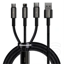 Baseus Tungsten Gold 3-in-1 töltőkábel (USB Type-A – Lightning/USB Type-C/Micro USB, 1,5 m, 3,5 A, fekete)