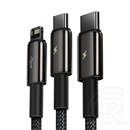 Baseus Tungsten Gold 3-in-1 töltőkábel (USB Type-A – Lightning/USB Type-C/Micro USB, 1,5 m, 3,5 A, fekete)