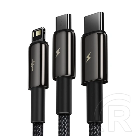 Baseus Tungsten Gold 3-in-1 töltőkábel (USB Type-A – Lightning/USB Type-C/Micro USB, 1,5 m, 3,5 A, fekete)