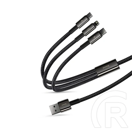 Baseus Tungsten Gold 3-in-1 töltőkábel (USB Type-A – Lightning/USB Type-C/Micro USB, 1,5 m, 3,5 A, fekete)