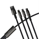 Baseus Tungsten Gold 3-in-1 töltőkábel (USB Type-A – Lightning/USB Type-C/Micro USB, 1,5 m, 3,5 A, fekete)