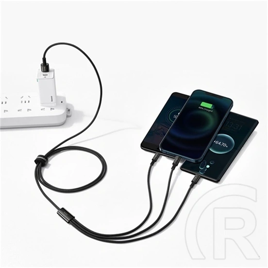 Baseus Tungsten Gold 3-in-1 töltőkábel (USB Type-A – Lightning/USB Type-C/Micro USB, 1,5 m, 3,5 A, fekete)