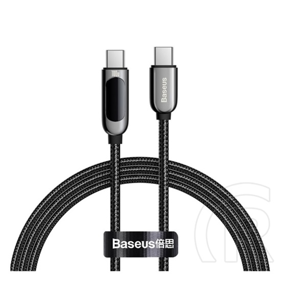 Baseus Display USB adat- és töltőkábel (C dugó / C dugó, 20V/5A, 1 m, kijelző, fekete)