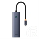Baseus UltraJoy type-c hub 6in1 (3xUSB-A 3.0 5Gbps, HDMI 4K@30Hz, USB-C PD 100W, RJ45 1Gbps, 22cm, szürke)