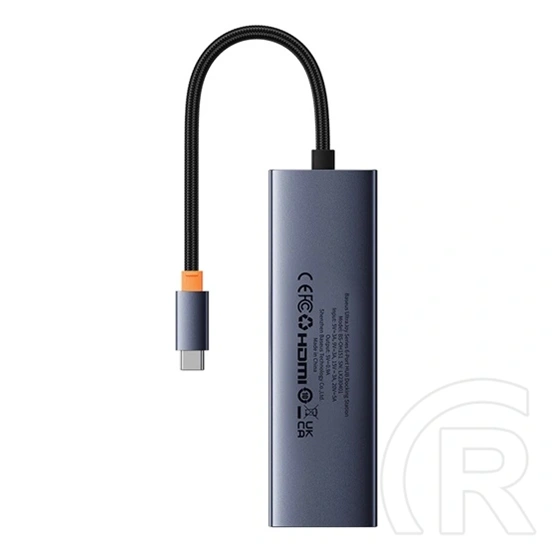 Baseus UltraJoy type-c hub 6in1 (3xUSB-A 3.0 5Gbps, HDMI 4K@30Hz, USB-C PD 100W, RJ45 1Gbps, 22cm, szürke)