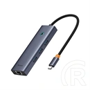 Baseus UltraJoy type-c hub 6in1 (3xUSB-A 3.0 5Gbps, HDMI 4K@30Hz, USB-C PD 100W, RJ45 1Gbps, 22cm, szürke)