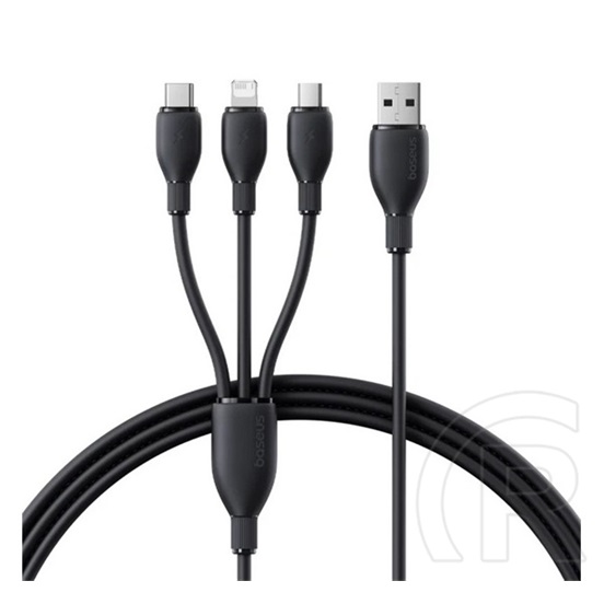 Baseus adatkábel 3in1 (type-c - type-c/ lightning/microusb, 3.5a, gyorstöltő, 130cm) fekete