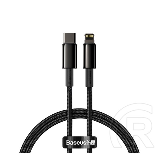 Baseus Tungsten Gold adat- és töltőkábel (USB-C dugó / Lightning 8 pin dugó, 20W, 1 m, fekete)