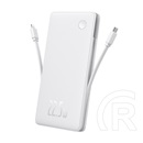 Baseus airpow lite vésztöltő usb+type-c aljzat (10000mah, 22.5w, pd gyorstöltő, led jelzés + fix type-c kábel) fehér