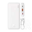 Baseus airpow vésztöltő usb+type-c aljzat (10000mah, 20w, pd gyorstöltő 3.0, led jelzés) fehér