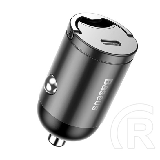Baseus autós töltő type-c aljzat (4.5v / 3000ma, 30w, pd gyorstöltés támogatás, led kijelző) sötétszürke