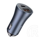 Baseus autós töltő usb aljzat / type-c aljzat (5v / 3000ma, 40w, pd gyorstöltés támogatás, led jelzés) szürke