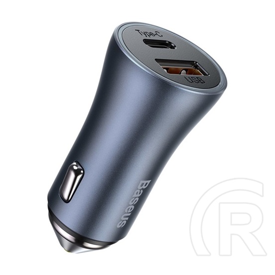 Baseus autós töltő usb aljzat / type-c aljzat (5v / 3000ma, 40w, pd gyorstöltés támogatás, led jelzés) szürke