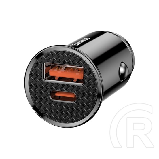 Baseus autós töltő usb aljzat / type-c aljzat (5v / 4500 ma, 30w, pd gyorstöltés támogatás) fekete