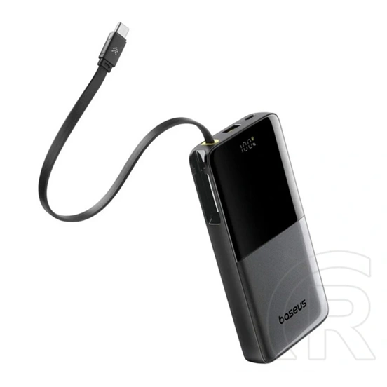 Baseus bipow 2 pro vésztöltő usb+type-c aljzat (20000mah, 22.5w gyorstöltő, led jelzés + fix type-c kábel) fekete