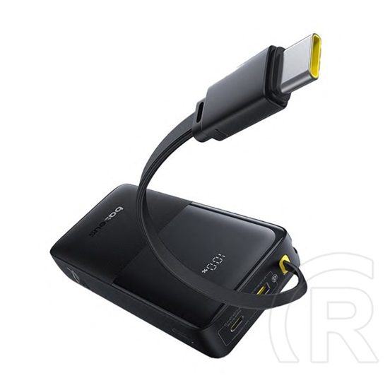Baseus bipow 2 vésztöltő usb+type-c aljzat (10000mah, 20w, pd gyorstöltő, led kijelző + fix kábel) fekete