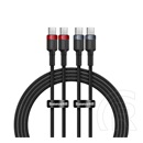 Baseus Cafule USB adat- és töltőkábel 2db (C dugó / C dugó, 100W, 2 m, sötétszürke/piros)