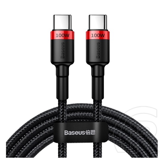 Baseus Cafule USB adat- és töltőkábel (C dugó / C dugó, 100W, 2 m, fekete/piros)