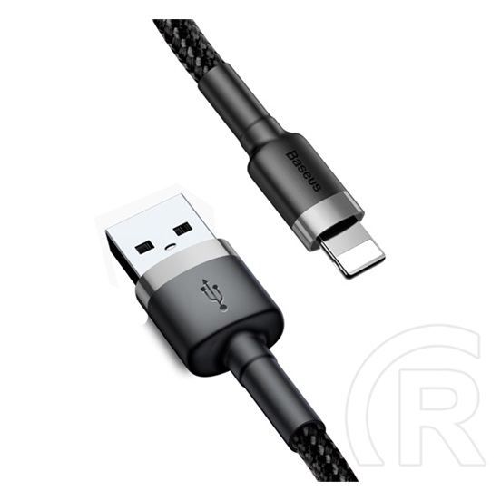 Baseus  cafule adatkábel és töltő (usb - lightning 8pin, 1.5a, gyorstöltés támogatás, 200cm, cipőfűző minta) fekete