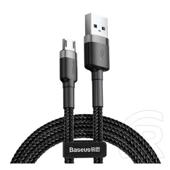 Baseus cafule adatkábel és töltő (usb - microusb, 2.4a, gyorstöltés támogatás, 100cm, cipőfűző minta) szürke / fekete