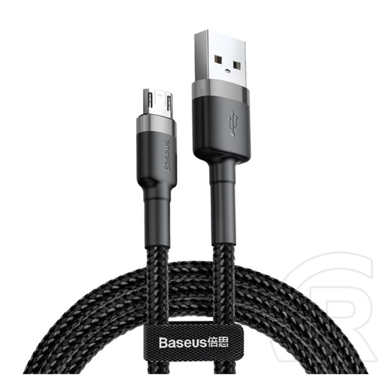 Baseus cafule adatkábel és töltő (usb - microusb, 2a, gyorstöltés támogatás, 300cm, cipőfűző minta) szürke / fekete