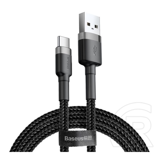 Baseus cafule adatkábel és töltő (usb - type-c, 2a, pd gyorstöltés támogatás, 300cm, cipőfűző minta) fekete / szürke