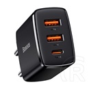 Baseus compact hálózati töltő 2 usb aljzat / type-c aljzat (5v / 3000 ma, 20w, qc 3.0, pd gyorstöltés támogatás) fekete