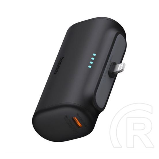 Baseus compact os vésztöltő type-c aljzat (5000mah, 20w, pd gyorstöltő, lightning csatlakozó + type-c kábel) fekete