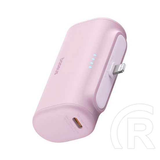 Baseus compact os vésztöltő type-c aljzat (5000mah, 20w, pd gyorstöltő, lightning csatlakozó + type-c kábel) rózsaszín
