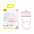 Baseus compact os vésztöltő type-c aljzat (5000mah, 20w, pd gyorstöltő, lightning csatlakozó + type-c kábel) rózsaszín