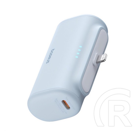 Baseus compact os vésztöltő type-c aljzat (5000mah, 20w, pd gyorstöltő, lightning csatlakozó + type-c kábel) világoskék
