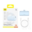 Baseus compact os vésztöltő type-c aljzat (5000mah, 20w, pd gyorstöltő, lightning csatlakozó + type-c kábel) világoskék