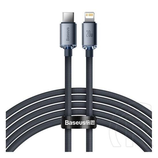 Baseus Crystal Shine adat- és töltőkábel (USB-C dugó / Lightning 8 pin dugó, 20W, 2 m, fekete)