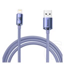 Baseus Crystal Shine adat- és töltőkábel (USB-A dugó / Lightning 8 pin dugó, 2.4A, 2 m, lila)