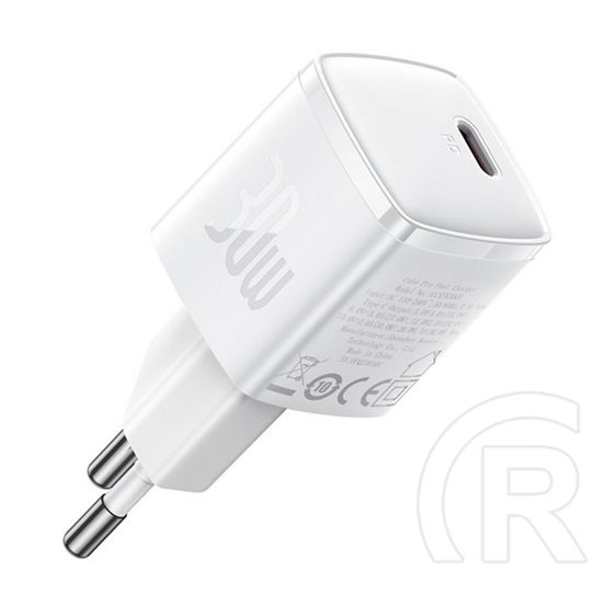 Baseus cube pro hálózati töltő type-c aljzat (30w, gan5, pd gyorstöltő) fehér