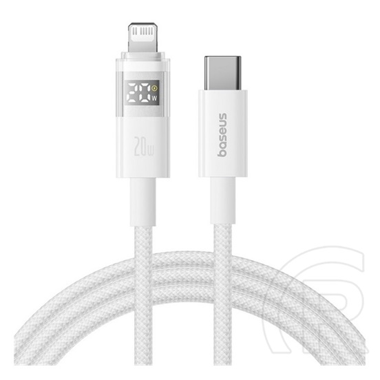 Baseus display ii adatkábel (type-c - lightning, 20w, gyorstöltő, cipőfűző, led kijelző, 1m) ehér