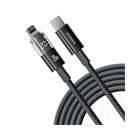 Baseus display ii adatkábel (type-c - lightning, 20w, gyorstöltő, cipőfűző, led kijelző, 1m) fekete